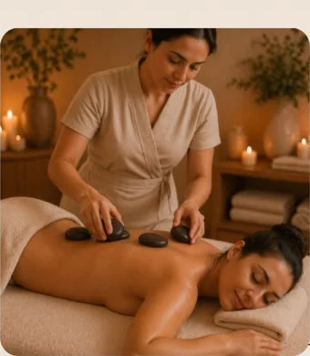 Massagem com pedras quentes